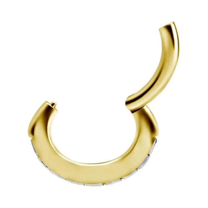 Kolczyk Clicker do pępka złoty z białymi cyrkoniami - CoCr NF- KP-064