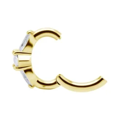 Kolczyk Clicker do pępka złoty z białymi cyrkoniami - CoCr NF- KP-010