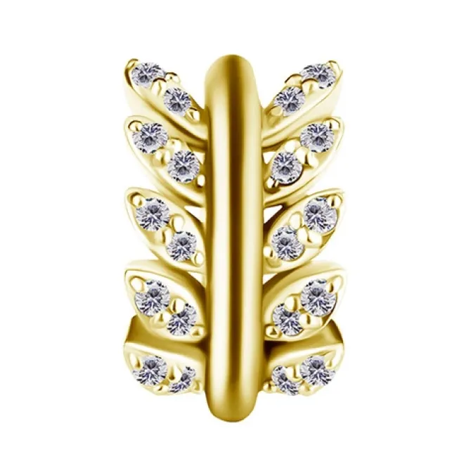 Kolczyk Clicker do pępka złoty z białymi cyrkoniami - CoCr NF- KP-065