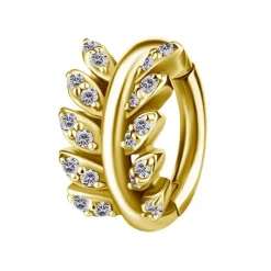 Kolczyk Clicker do pępka złoty z białymi cyrkoniami - CoCr NF- KP-065