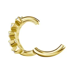 Kolczyk Clicker do pępka złoty z białymi cyrkoniami - CoCr NF- KP-065