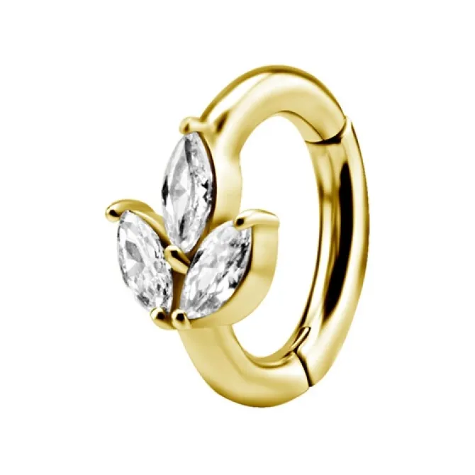 Kolczyk Clicker do pępka złoty z białymi cyrkoniami - CoCr NF- KP-029