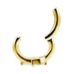 Kolczyk Clicker do pępka złoty z białymi cyrkoniami - CoCr NF- KP-029