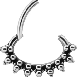 Kolczyk clicker ozdobny - srebrny - K-052