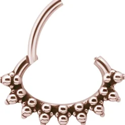 Kolczyk clicker ozdobny - różowe złoto - K-052