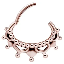 Kolczyk clicker różowe złoto - mandala - K-050