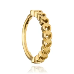 Kolczyk clicker serduszka - złoty - K-033