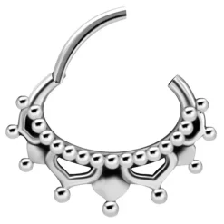 Kolczyk clicker srebrny - mandala - K-050