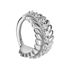 Kolczyk clicker srebrny z białymi Premium Zirconia - CoCr NF - K-063