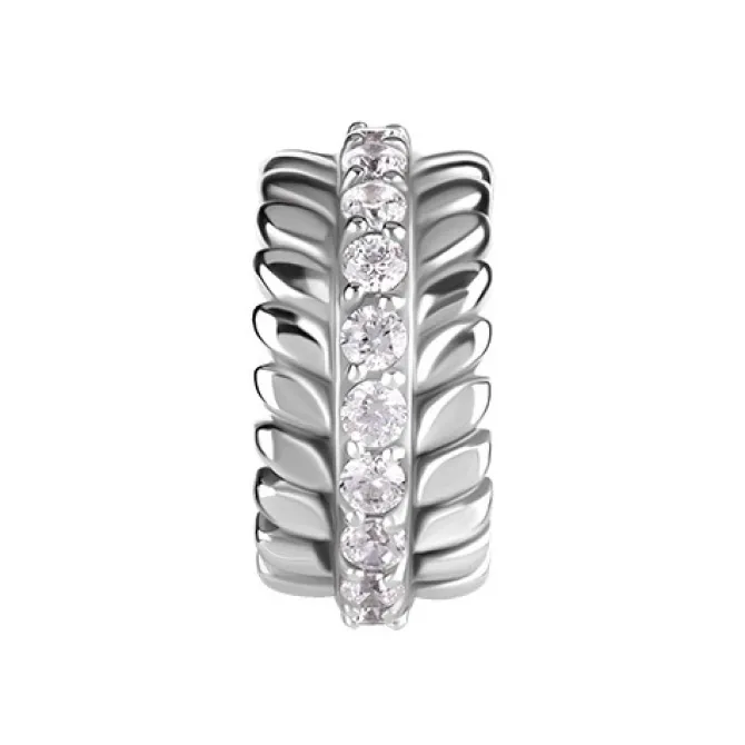 Kolczyk clicker srebrny z białymi Premium Zirconia - CoCr NF - K-063