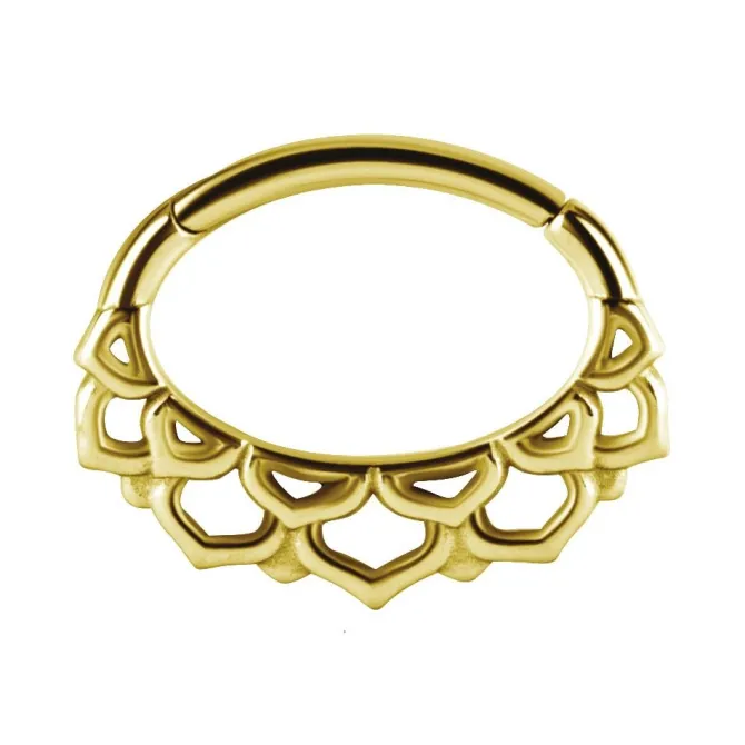 Kolczyk clicker złoty - mandala - K-027