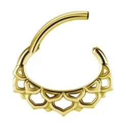 Kolczyk clicker złoty - mandala - K-027