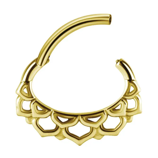 Kolczyk clicker złoty - mandala - K-027