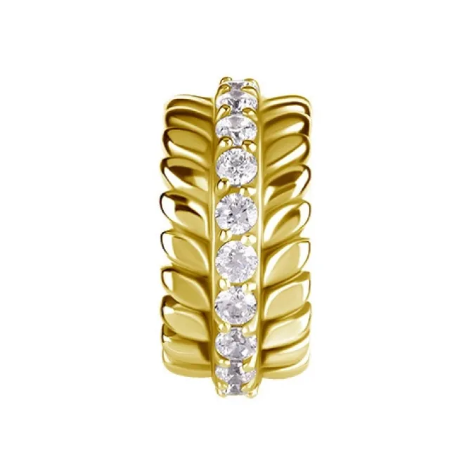 Kolczyk clicker złoty z białymi Premium Zirconia - CoCr NF - K-063