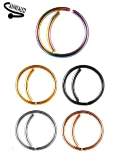 Kolczyk Continuous kółko rozginane czarne - CON-017