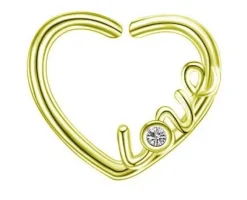 Kolczyk Continuous rozginane serce Love złoty - lewy - CON-018