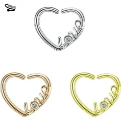 Kolczyk Continuous rozginane serce Love złoty - lewy - CON-018