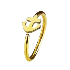 Kolczyk Continuous rozginany - złota kotwica - CON-015