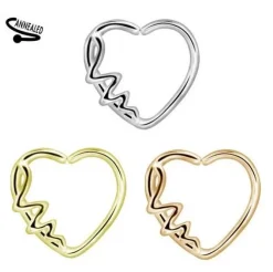 Kolczyk Continuous Rozginany serce złoty - prawy - CON-014