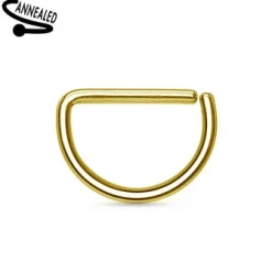 Kolczyk Continuous rozginane kółko D-ring złoty - CON-006