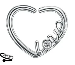 Kolczyk Continuous rozginane serce Love srebrny - lewy - CON-018