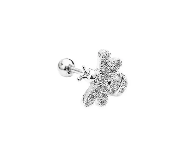 Kolczyk do chrząstki pszczółka srebrny - CH-011