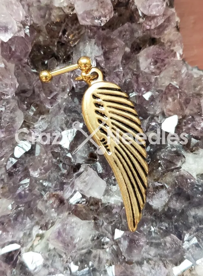 Kolczyk do chrząstki skrzydło złoty - CH-061