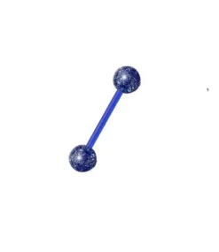 Kolczyk do języka brokatowy niebieski - KJ-066