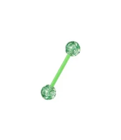 Kolczyk do języka brokatowy zielony - KJ-066