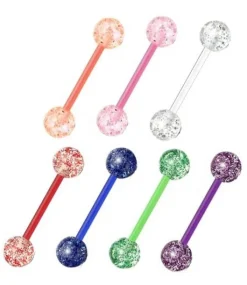 Kolczyk do języka brokatowy zielony - KJ-066