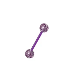 Kolczyk do języka brokatowy fioletowy - KJ-066