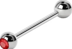 Kolczyk do języka - czerwona cyrkonia - KJ-055