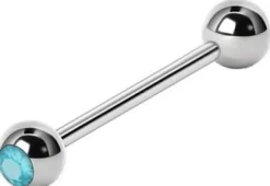 Kolczyk do języka - morska cyrkonia - 1,6/16/6 - KJ-055