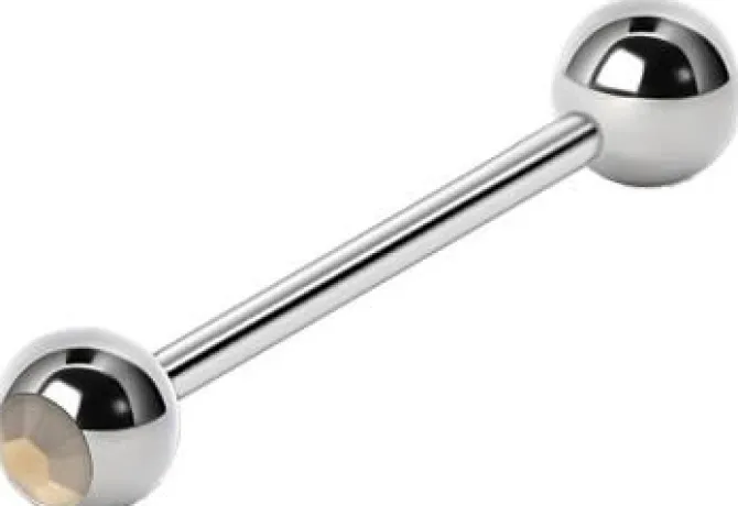 Kolczyk do języka - opalizująca cyrkonia - 1,6/16/6 - KJ-055