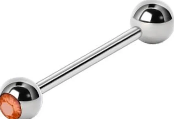 Kolczyk do języka - szampańska cyrkonia - 1,6/16/6 - KJ-055