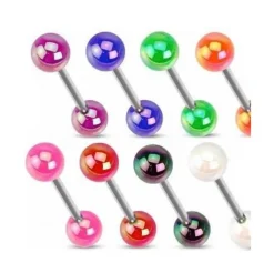 Kolczyk do języka perłowy żółty - KJ-047