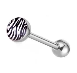 Kolczyk do języka zebra biały - KJ-065
