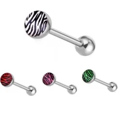 Kolczyk do języka zebra różowy - KJ-065