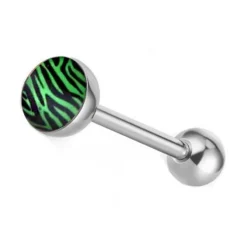 Kolczyk do języka zebra zielony - KJ-065