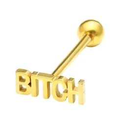 Kolczyk do języka złoty - BITCH - KJ-001