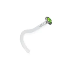 Kolczyk do nosa BioPlast i tytan z zieloną cyrkonią - BP-020