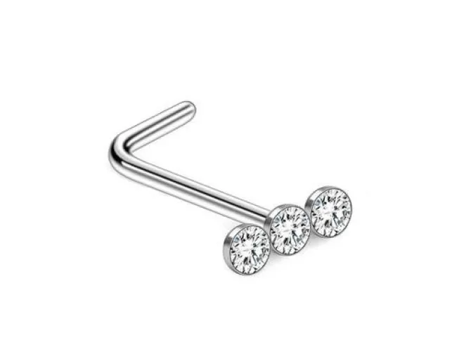 Kolczyk do nosa cyrkonie srebrny - NS-015