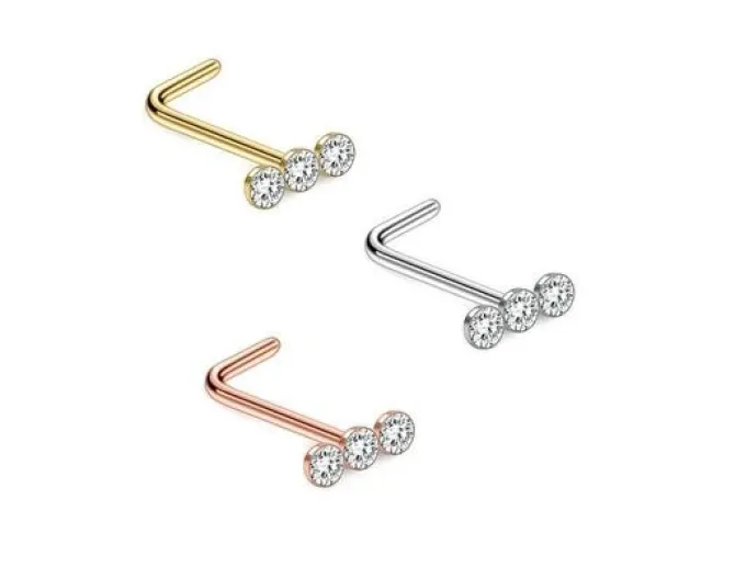 Kolczyk do nosa cyrkonie srebrny - NS-015