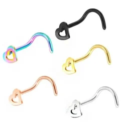 Kolczyk do nosa ozdobny serduszko złoty - NS-013