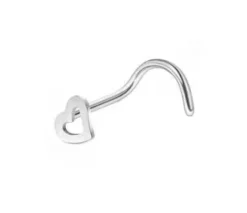 Kolczyk do nosa ozdobny serduszko srebrny - NS-013