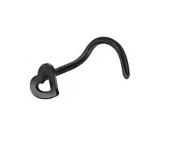 Kolczyk do nosa ozdobny serduszko czarny - NS-013