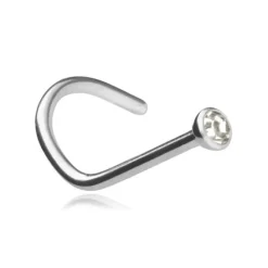 Kolczyk do nosa z białą cyrkonią - srebrny - NS-010