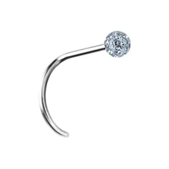Kolczyk do nosa z białymi cyrkoniami - srebrny - NS-008