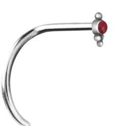 Kolczyk do nosa z czerwonym opalem - srebrny - NS-023