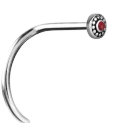 Kolczyk do nosa z czerwonym opalem - srebrny - NS-024